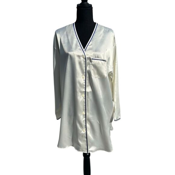 NWT Vintage Victoria's Secret White Satin Heart Label Sleep Shirt Dress Size S - Picture 1 of 4